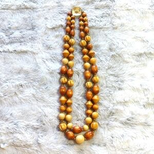 Wooden Double Layered Beaded Necklace